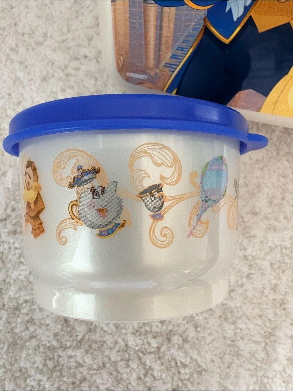 Tupperware Kids Disney Beauty & the Beast Sandwich Keeper & Snack Cup Set 1990’s